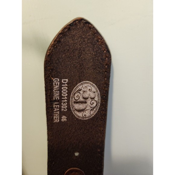 EUC 3D Western Mens Belt Leather Calf Hair Cross Concho Brown Size 46 - Picture 6 of 7